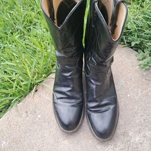 Vitage JUSTIN RoperBlack Leather Cowboy Boots Women Size 6.5 D